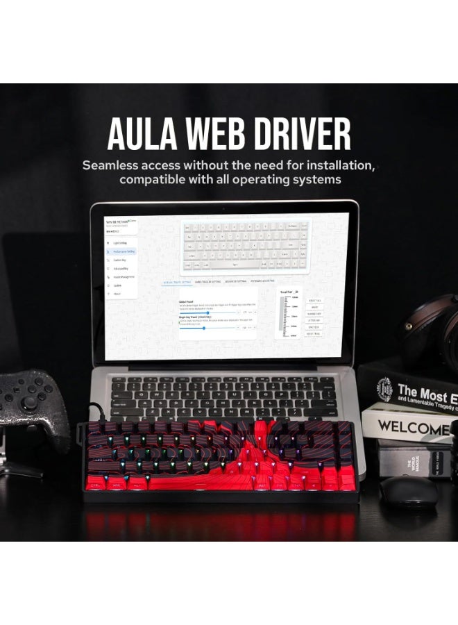 AULA لوحة مفاتيح مغناطيسية WIN68 HE MAX مع استجابة قابلة للتعديل، لوحة مفاتيح مفتاح مغناطيسي بتأثير هول مع زمن استجابة 0.3 مللي ثانية، لوحة مفاتيح سلكية مدمجة RGB بنسبة 65%، معدل استقصاء 8000 هرتز، قابلة للتبديل بسهولة - Image 3