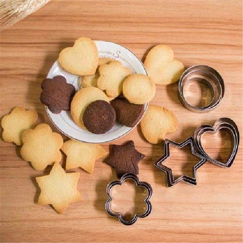 Lexazo Cookie Cutter Stainless Steel Cookie Cutter with 4 Shape 3 Sizes Heart Round Star and Flower 12 Pieces - Image 1