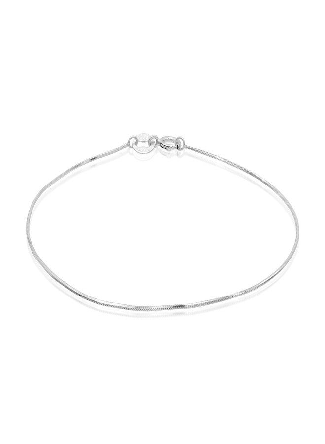 SEA OF ICE Sterling Silver 1mm Square Snake Chain Bracelet For Women, Size 7.25" - Image 1