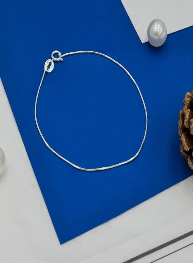 SEA OF ICE Sterling Silver 1mm Square Snake Chain Bracelet For Women, Size 7.25" - Image 5