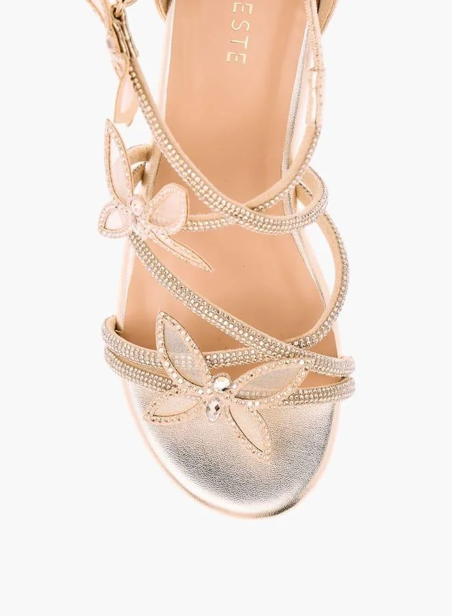 Celeste Girl's Butterfly Embellished Sandals with Hook and Loop Closure Ramadan Collection