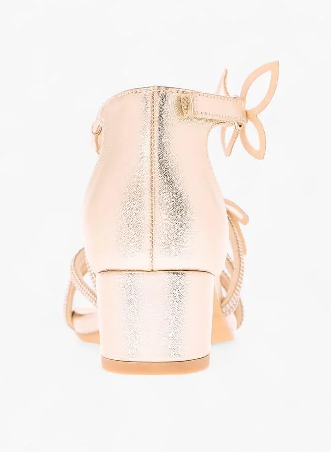 Celeste Girl's Butterfly Embellished Sandals with Hook and Loop Closure Ramadan Collection