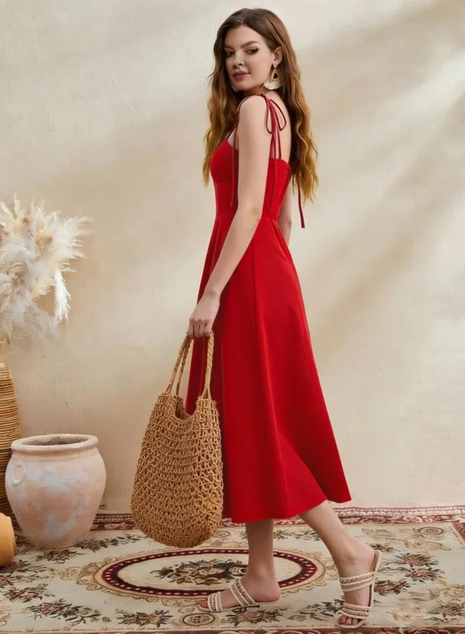 Take Two Burgundy Tie Shoulder Cami Maxi Dress