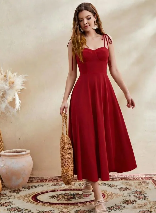 Take Two Burgundy Tie Shoulder Cami Maxi Dress