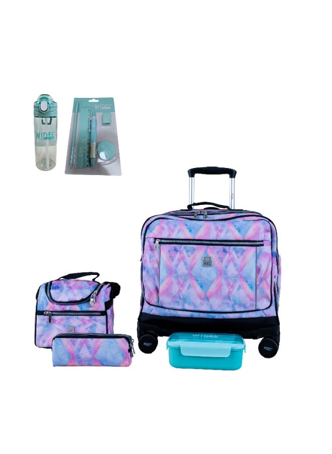 Wires WIRES 8 Wheels trolley bag with lunch bag, pencil case and lunch box  - Image 1