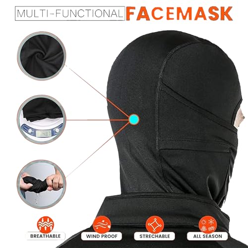 AUTOFRILL Full Face Helmet Mask for Men | UV Protected Balaclava for Bikers | Bike Riding & Cycling Face Cover | Dust & Sun Protection Under Helmet Mask for Men & Women (Pack of 1) Black - Image 2