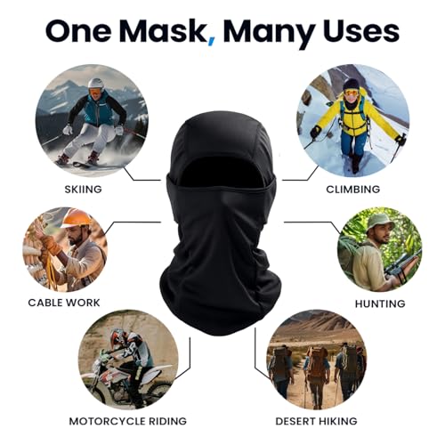 AUTOFRILL Full Face Helmet Mask for Men | UV Protected Balaclava for Bikers | Bike Riding & Cycling Face Cover | Dust & Sun Protection Under Helmet Mask for Men & Women (Pack of 1) Black - Image 5