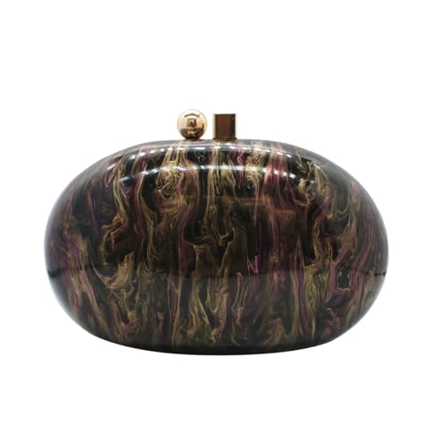GSYPS Acrylic Evening Clutch Bag for Women Shell Shape Shoulder Crossbody Bag Glitter Marble Purse Handbag Black 1 - Image 1