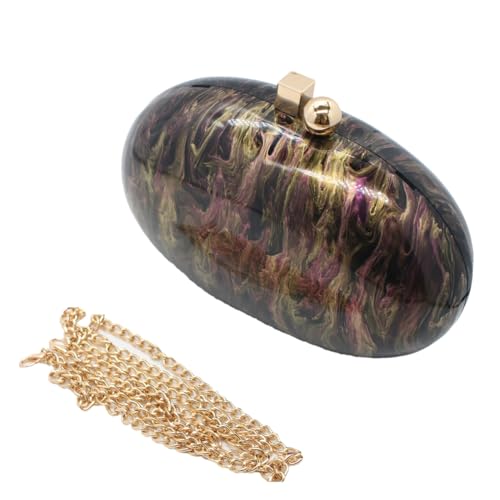 GSYPS Acrylic Evening Clutch Bag for Women Shell Shape Shoulder Crossbody Bag Glitter Marble Purse Handbag Black 1 - Image 5