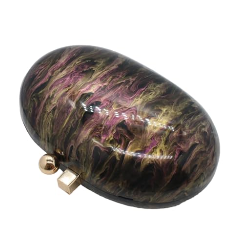 GSYPS Acrylic Evening Clutch Bag for Women Shell Shape Shoulder Crossbody Bag Glitter Marble Purse Handbag Black 1 - Image 3