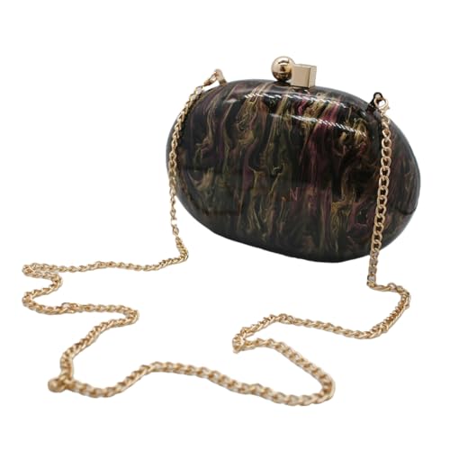 GSYPS Acrylic Evening Clutch Bag for Women Shell Shape Shoulder Crossbody Bag Glitter Marble Purse Handbag Black 1 - Image 2