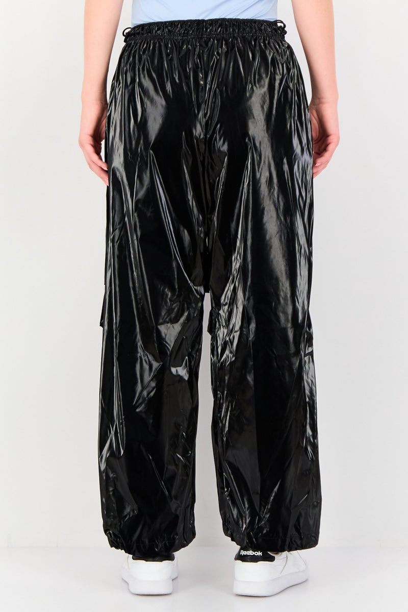 GRIMELANGE Women Regular Fit Plain Track Pants, Black - Image 2