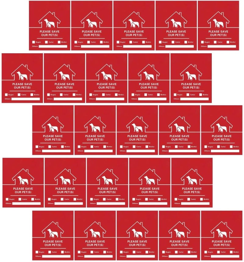 30sheets Emergency Rescue Stickers for Pets Window Decals for Easy to Apply Remove Essential Alert Accessories for Pet Safety During Emergencies - Image 1