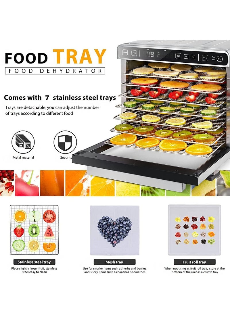 Dxmocos - Dxmocos 7 Layer Food Dehydrator Machine, Digital Adjustable Timer and Temperature Control, Dryer for Herb, Meat, Beef, Fruit and Vegetables, Over Heat Protection, Stainless Steel Trays - Image 1