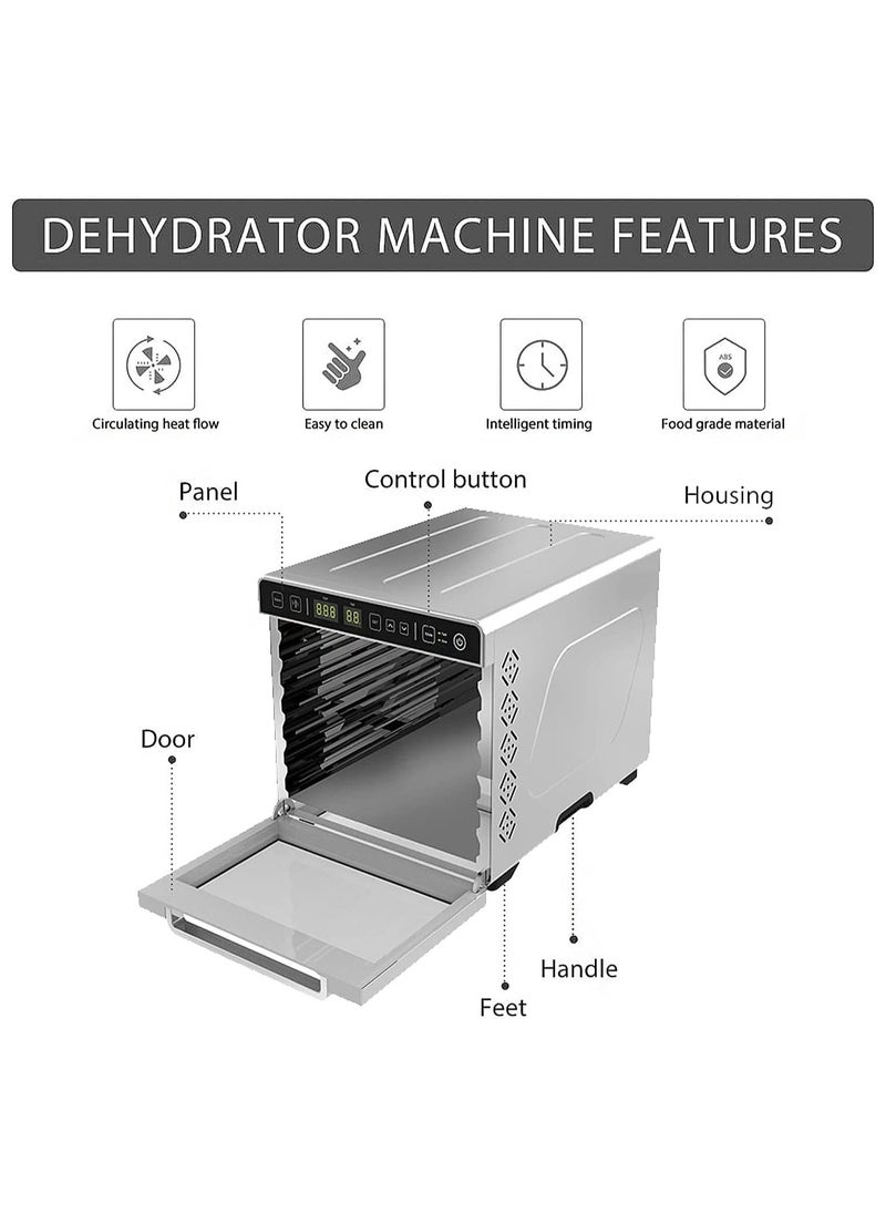 Dxmocos - Dxmocos 7 Layer Food Dehydrator Machine, Digital Adjustable Timer and Temperature Control, Dryer for Herb, Meat, Beef, Fruit and Vegetables, Over Heat Protection, Stainless Steel Trays - Image 1