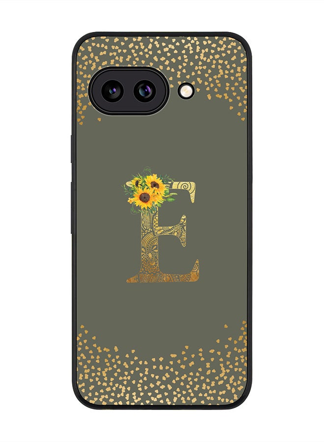 Stylizedd For Google Pixel 9a Case,Slim fit Camera Protection, Shockproof Thin Phone cover  - Custom Floral Monogram - E  (Olive Green )