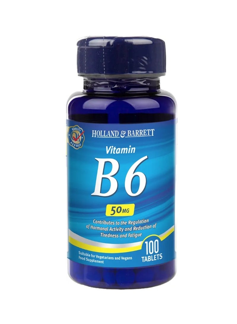 H&B Holland And Barrett B-6 50 Mg 100 Tablets 
