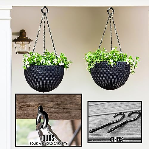 ZAUGONTW 2PCS 6 Inch Heavy Duty Screw Eyes Hooks, Self Tapping Eyelet Screws Eye Bolts, 800LBS Breaking Strength, Screw in Eye Hooks for Wood Securing Cables Wire - Image 5