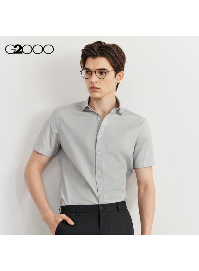 G2000 Mall Same Style Twill Cotton Blend Skin-friendly Short-sleeve Shirt Grey L/07 - Image 2