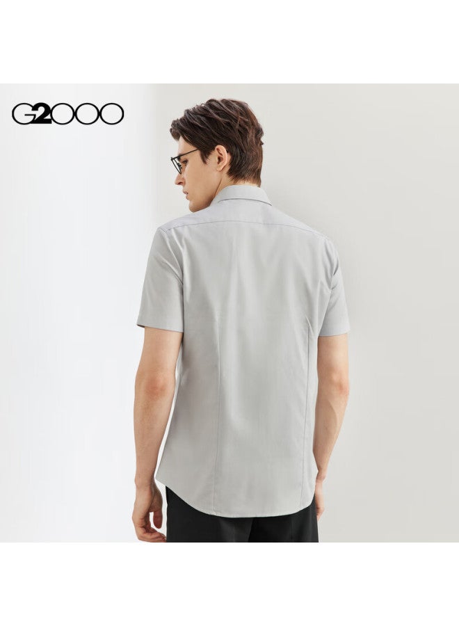 G2000 Mall Same Style Twill Cotton Blend Skin-friendly Short-sleeve Shirt Grey L/07 - Image 1