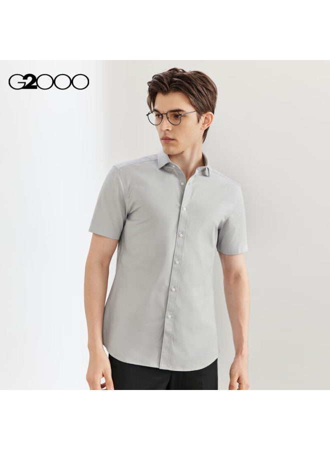 G2000 Mall Same Style Twill Cotton Blend Skin-friendly Short-sleeve Shirt Grey L/07 - Image 3