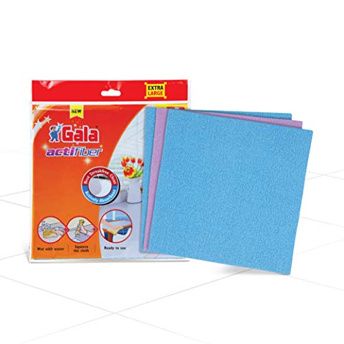 Gala Actifiber Kitchen Sponge Cloth for Table Tops and Glass Wipe (Combination of Microfiber and PVA Cloth) 3 Pcs,Multicolor - Image 1