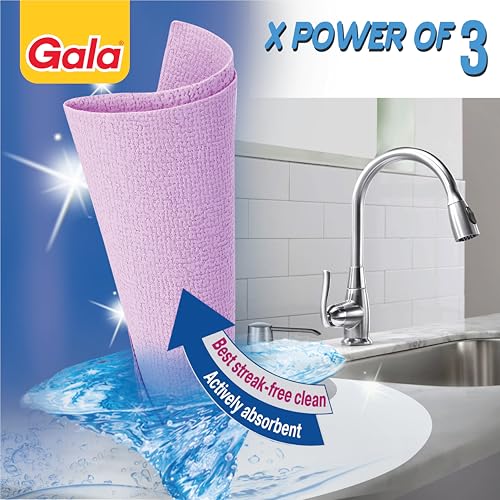 Gala Actifiber Kitchen Sponge Cloth for Table Tops and Glass Wipe (Combination of Microfiber and PVA Cloth) 3 Pcs,Multicolor - Image 2
