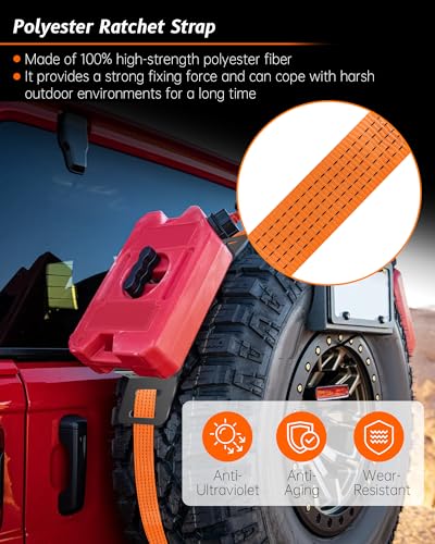 Krysolad 2 Pcs Universal Quick Release Spare Tire Mount, with Ratchet Strap and Vehicle Traction Boads Bracket, Steel, Fit for 30”-40” Diameter Tires - Image 3
