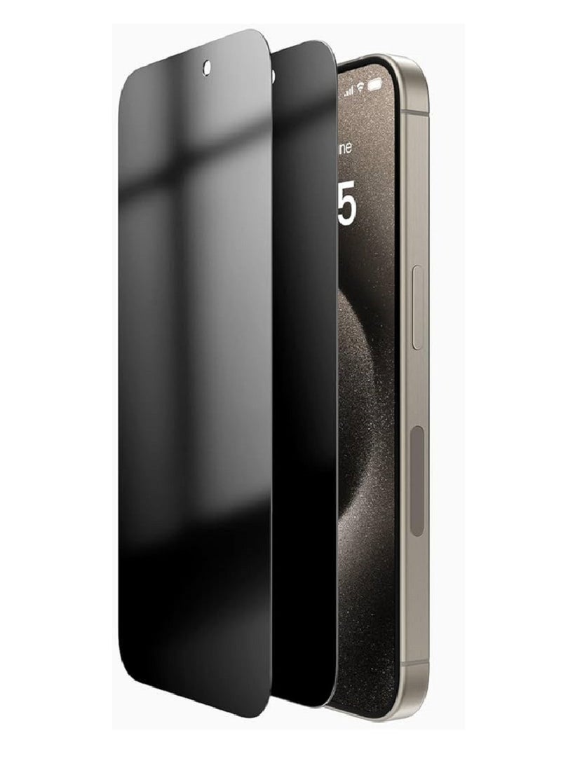 we3 2 Pieces Tempered Glass Screen Protector Anti-Spy Privacy Designed For iPhone 15 Pro Max Full Glue Edge to Edge Full Screen Coverage And Bubble Free - Image 1