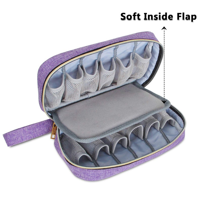 LUXJA Essential Oil Carrying Case - Holds 12 Bottles (5ml-15ml, Including Roller Bottles), Portable Organizer for Essential Oil and Accessories (Bag Only), Purple - Image 3