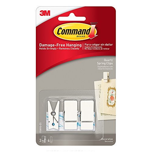 3M Command Strips 17089Q-ES Small Quartz Spring Clip 3 Clips 4 Strips - Image 1