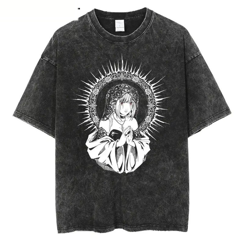 Independent Station Death Note Printed Animation Oversize High Street Washed Short-Sleeved T-Shirt - Image 3