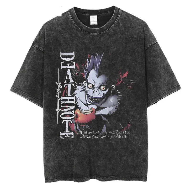 Independent Station Death Note Printed Animation Oversize High Street Washed Short-Sleeved T-Shirt - Image 1