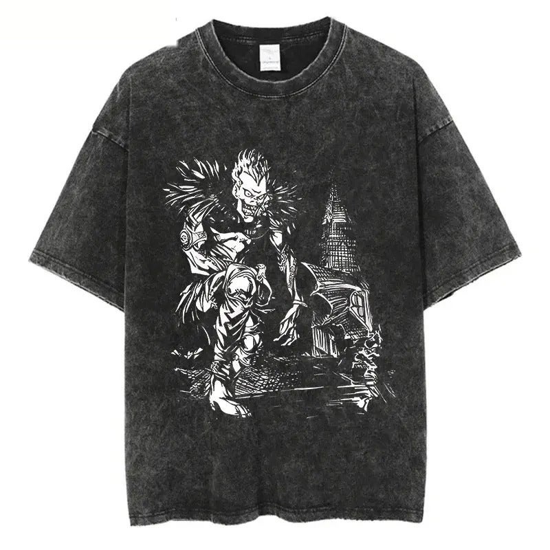 Independent Station Death Note Printed Animation Oversize High Street Washed Short-Sleeved T-Shirt - Image 4