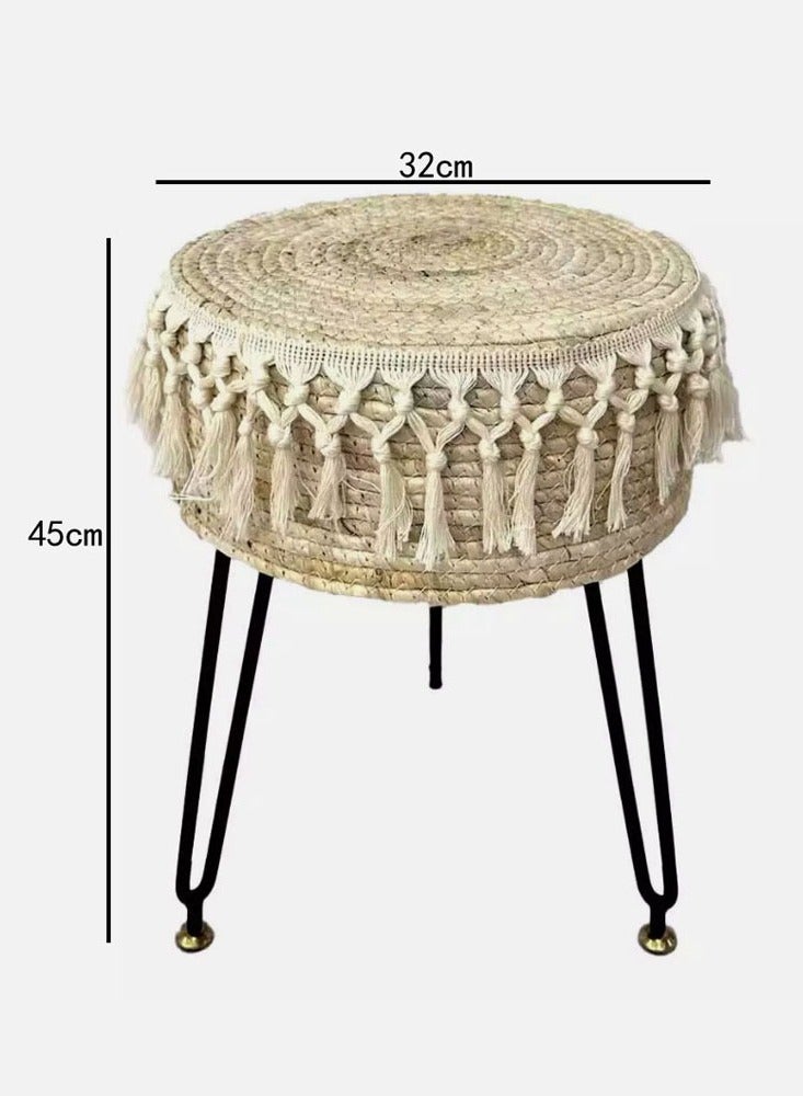 لينجوي مسند قدم عثماني دائري من لينغوي، مقاس 45×32 سم، بأرجل معدنية - مقعد عصري لغرفة المعيشة | وسادة إسفنجية عالية المرونة، وأرجل سميكة متينة | مقعد متعدد الاستخدامات لتغيير الأحذية وكرسي للمكياج - Image 5