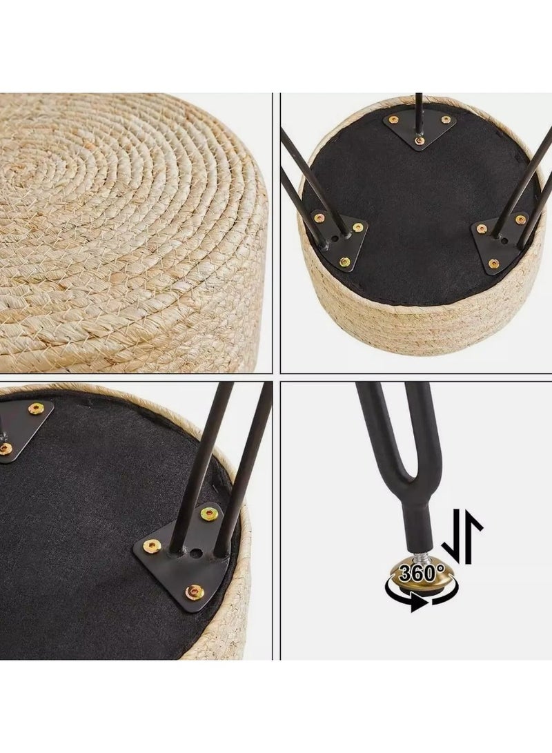 لينجوي مسند قدم عثماني دائري من لينغوي، مقاس 45×32 سم، بأرجل معدنية - مقعد عصري لغرفة المعيشة | وسادة إسفنجية عالية المرونة، وأرجل سميكة متينة | مقعد متعدد الاستخدامات لتغيير الأحذية وكرسي للمكياج - Image 4