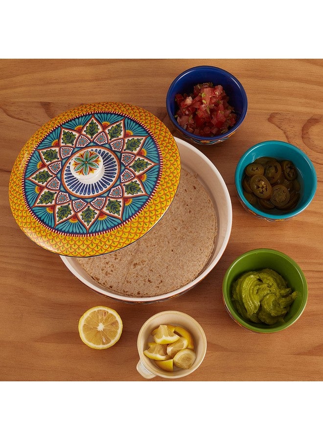 Bico Havana Ceramic Tortilla Warmer, 8.9 Inch Tortilla Holder with Lid for Taco Bread Pancake for Mexican Night and Party, Microwave and Dishwasher Safe - Image 3