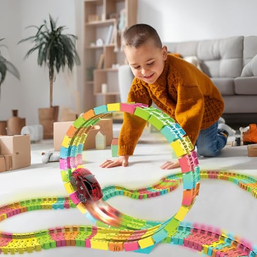 Mindscope Twister Tracks Trax 360 Loop 13' (feet) of Neon Glow in The Dark Track with One LED Light-Up Race Series Car - Image 3