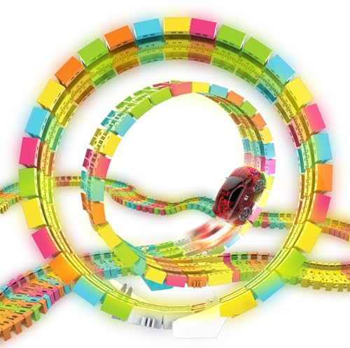Mindscope Twister Tracks Trax 360 Loop 13' (feet) of Neon Glow in The Dark Track with One LED Light-Up Race Series Car - Image 2