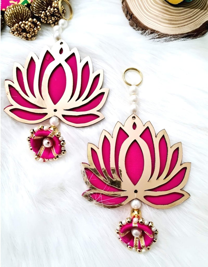 CREYENTES Handmade Lotus Jhumki Latkan For Decoration(Pack Of 6)Toran For Door,Backdrop Decoration,Pooja Room,Diwali,Wedding,All Festival Décor,Mdf Material Beautiful(Lotus Hanging Small 06),36 Cm - Image 5