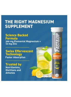 FAST&UP Restful Sleep Supplement  Magnesium and  Zinc for Stress Management and Promoting Deep Sleep 20 Effervescent Tablets Lime and  Lemon Flavor  - Image 3