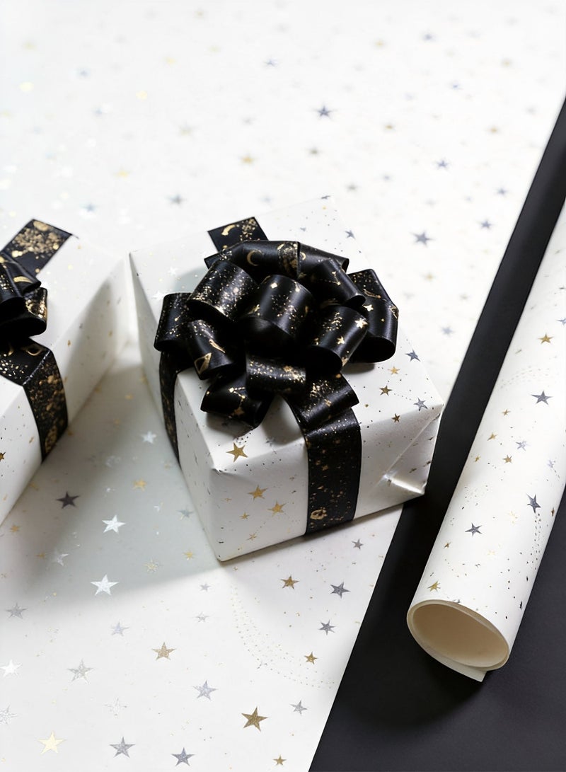 BELANO 5 Sheets Gift Wrapping Paper,  Gift Wrapping Roll for Birthday, Holiday ,Wedding, Party, Kids Gifts, Gift Wrapper for Shooting Star Gold Foil Stamp,  70x50 cm - Image 4