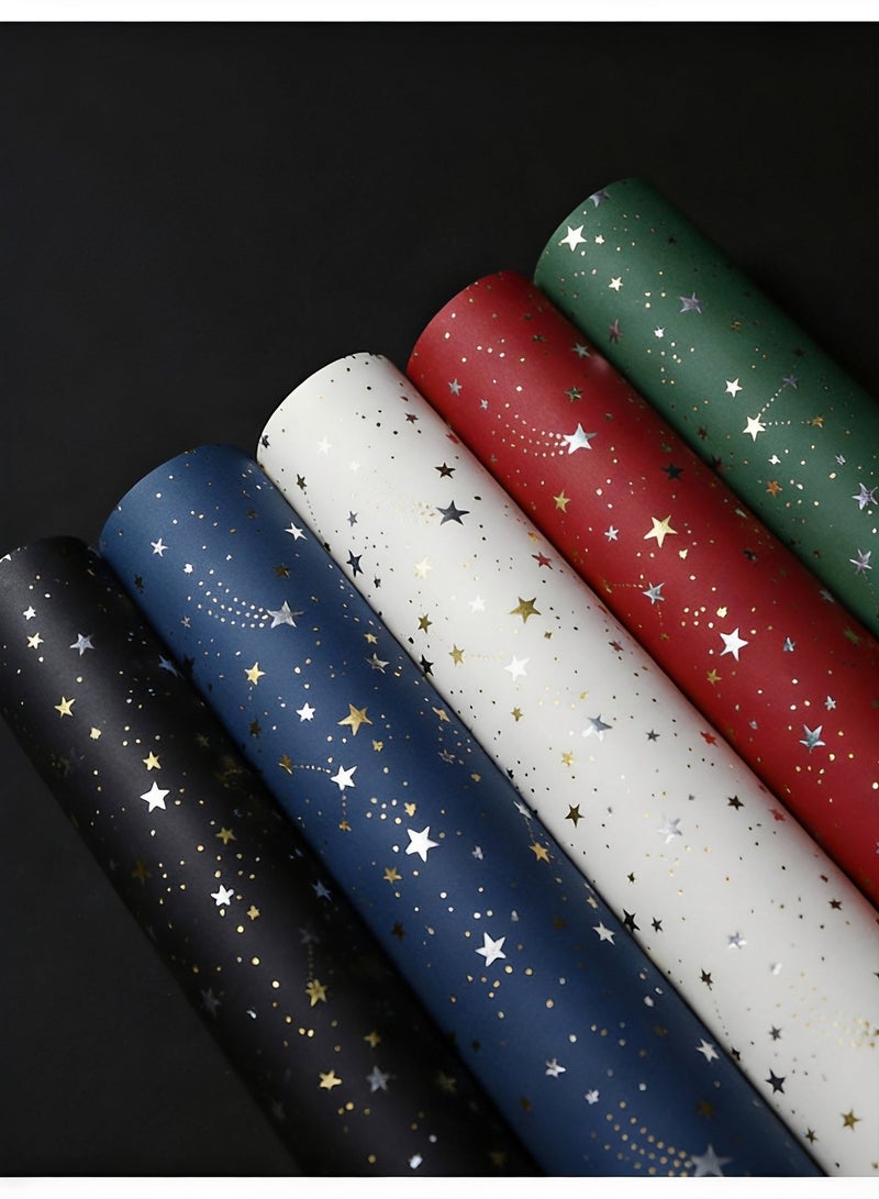 BELANO 5 Sheets Gift Wrapping Paper,  Gift Wrapping Roll for Birthday, Holiday ,Wedding, Party, Kids Gifts, Gift Wrapper for Shooting Star Gold Foil Stamp,  70x50 cm - Image 2