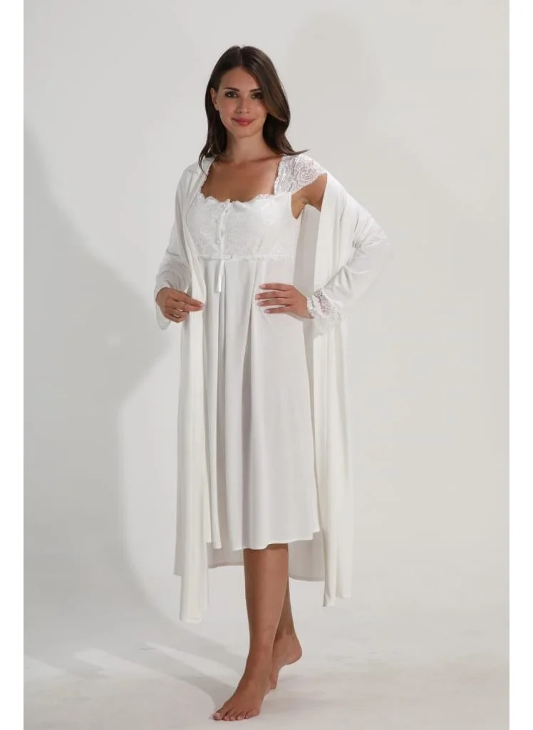 نهر sel 2092 Pregnant Maternity Nightgown Dressing Gown Set