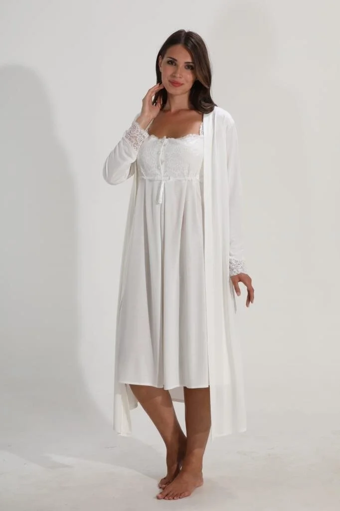 نهير sel 2092 Pregnant Maternity Nightgown Dressing Gown Set