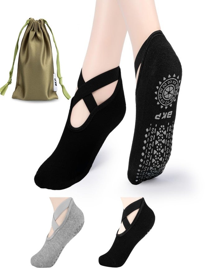 BKP Yoga Socks-Barefoot Non-slip Grip Socks For Women,Suitable For Pilates,Ballet,Plasticity,Dance,Home,Training, 2pairs-(1black&1grey), 5 - Image 1