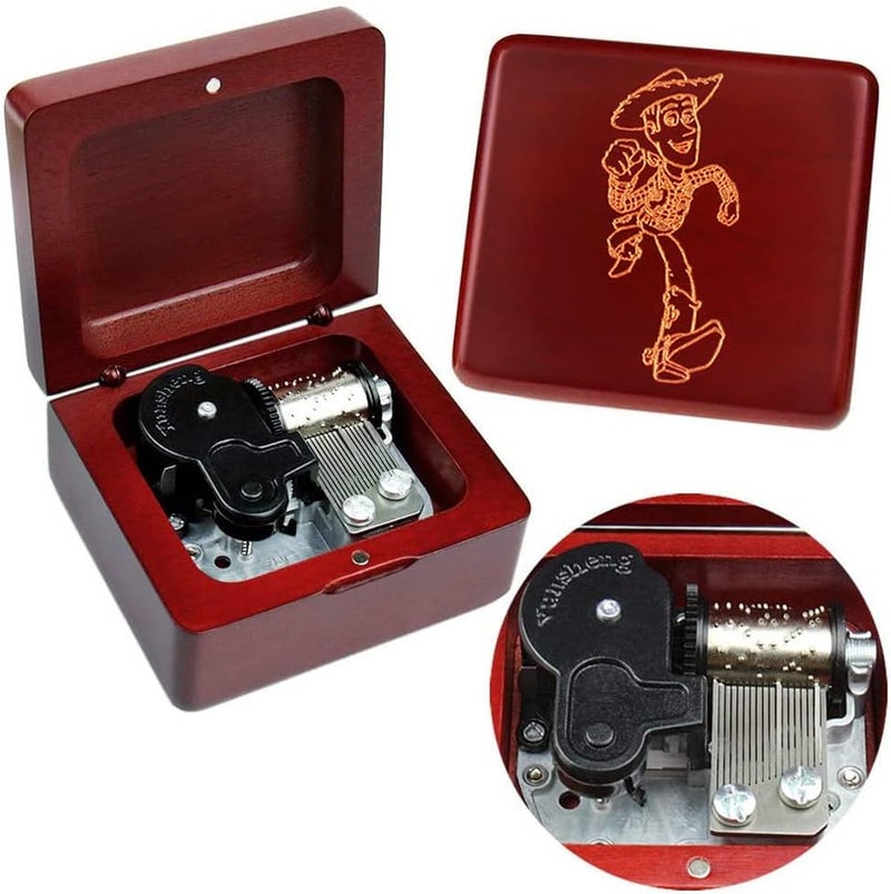Sinzyo Music Box Vintage Wood Carved Mechanism Musical Boxs Gift For Birthday Valentine's Day Christmas Day(Youve Got a Friend-Wine red Wood Box) - Image 1