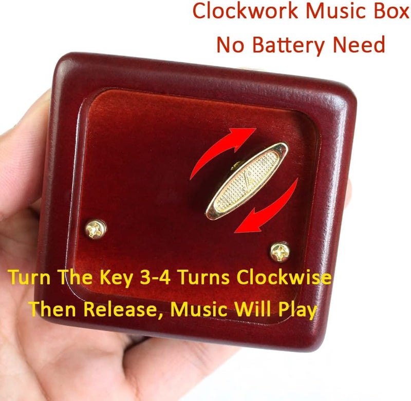 Sinzyo Music Box Vintage Wood Carved Mechanism Musical Boxs Gift For Birthday Valentine's Day Christmas Day(Youve Got a Friend-Wine red Wood Box) - Image 5