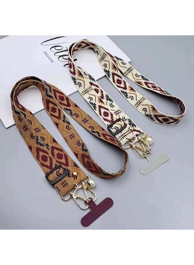 Ecosystem Phone Chain Lanyard, Crystal Rhinestone, Fashion Bling Style, Adjustable Long Strap with Patch, for All Smartphones (Design 9) - Image 3