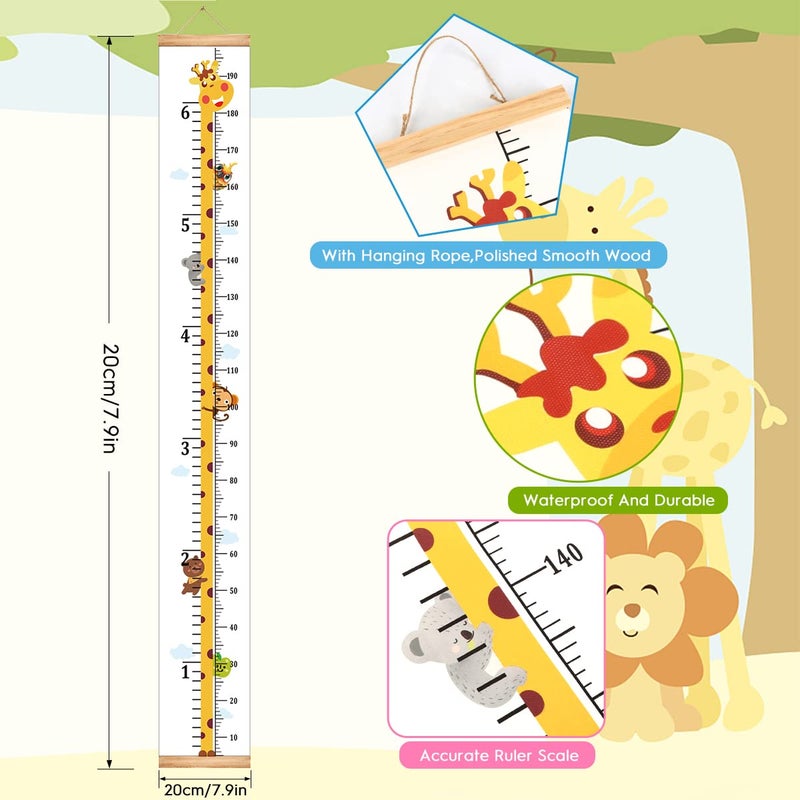 Mibote Baby Growth Height Chart Handing Ruler Wall Decor for Kids, Canvas Removable Height Growth Chart 79" x 7.9" (Giraffe) - Image 4